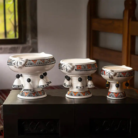 Maison Terracotta Hand-Painted Urli Bowl (Bowl Only) — 3 Sizes, 2 Colors