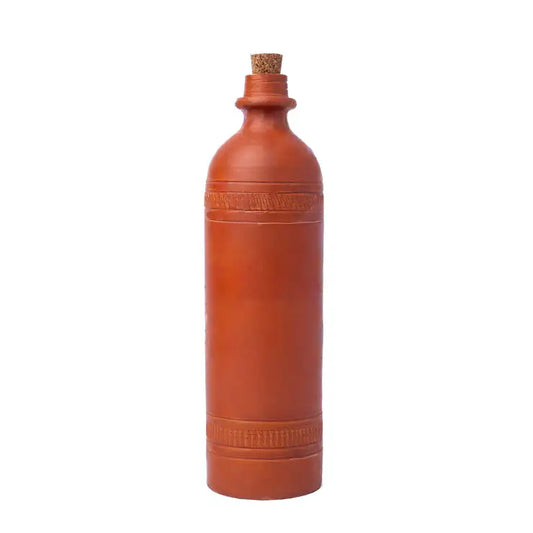 ClayNest: Hearth Pillar – Handmade Terracotta Water Bottle with Cork (1L) | ARK Naturals