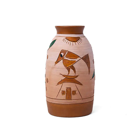 ClayNest “Sun Totem” Handpainted Terracotta Vase (16.5cm)