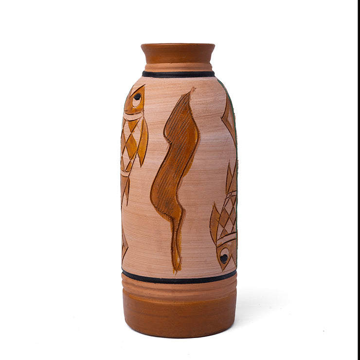 ClayNest “Fishscales Totem” Handpainted Terracotta Vase (21.5cm)