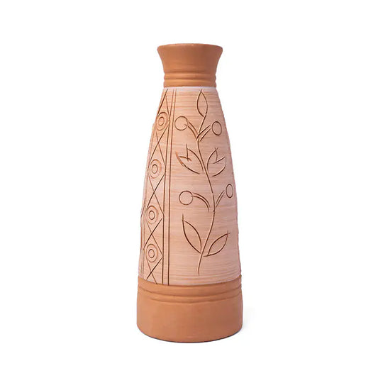 ClayNest Etched Totem Tall Terracotta Vase (23 cm)
