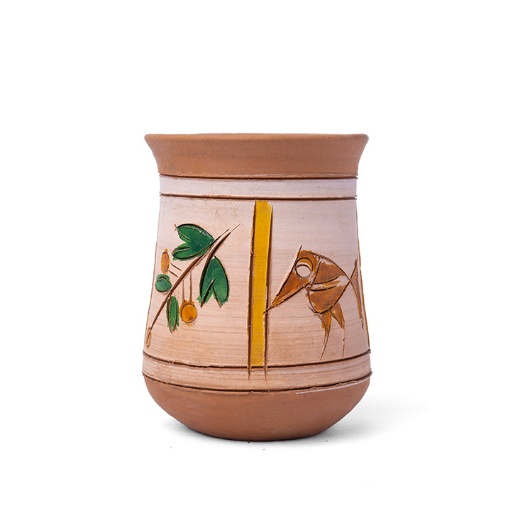 حامل أقلام / منظم مكتب مصنوع يدويًا من الطين المحروق من ClayNest (بنقش قبلي)