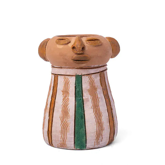 ClayNest Handmade Terracotta Pen Stand / Desk Organizer (Tribal Face Design)