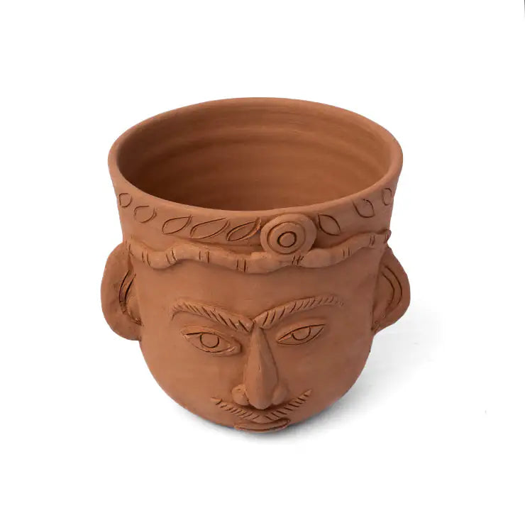 ClayNest Regal Face Planter – 14cm (Handmade Terracotta)