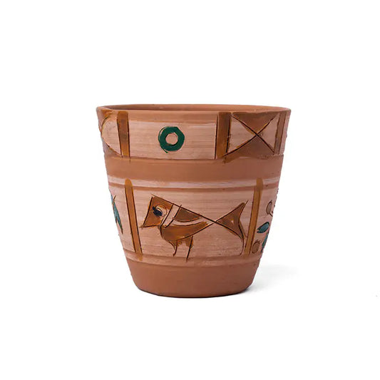 ClayNest Handpainted Geo Leaf Planter – 11.5cm
