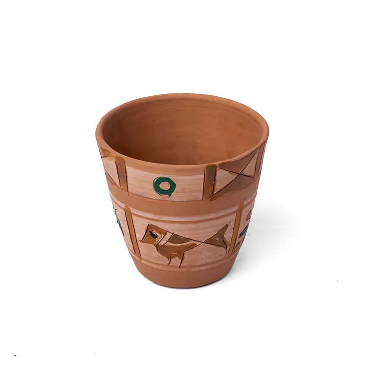 ClayNest Handpainted Geo Leaf Planter – 11.5cm