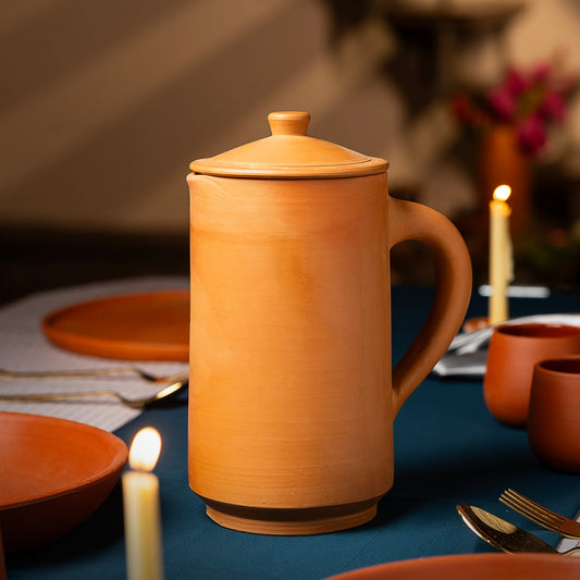 Crimson Noir Handmade Terracotta Jug with Lid – 1.5 Liters | ARK Naturals