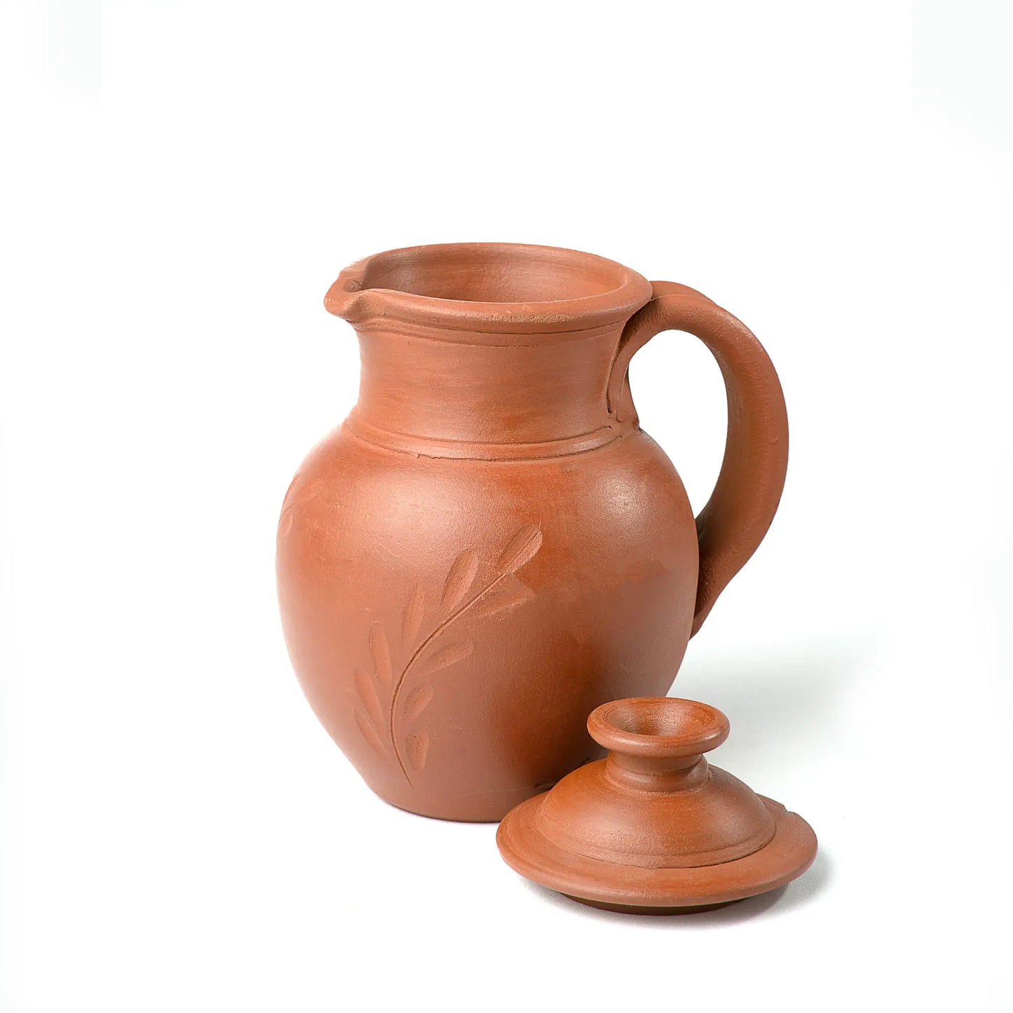 إبريق ماء مصنوع يدويًا من الطين المحروق من ClayRootz مع غطاء (3 أحجام)