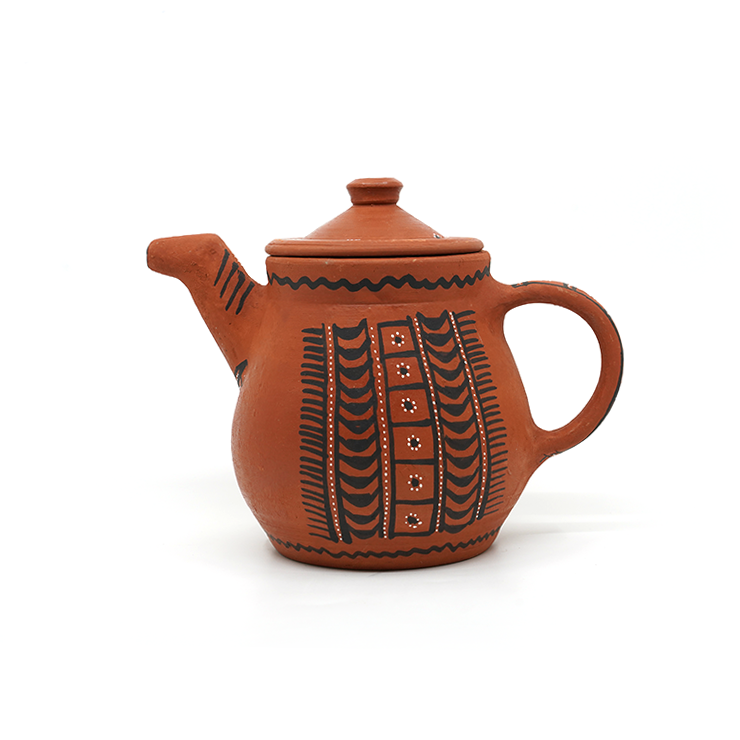 Handmade rustic terracotta tea kettle