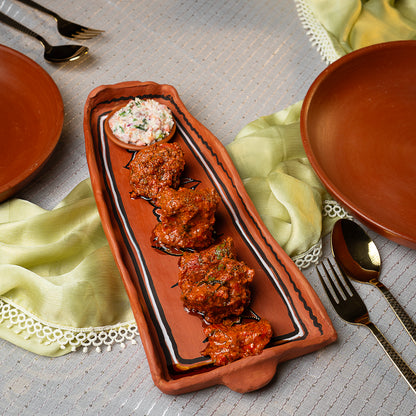 DhaaroVibes Handmade Terracotta Serving Tray (Hand-Painted)