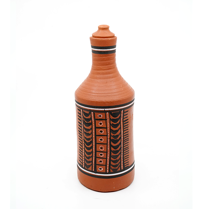 DhaaroVibes: Sitara Mark – Hand-Painted Terracotta Water Bottle (1L) | ARK Naturals