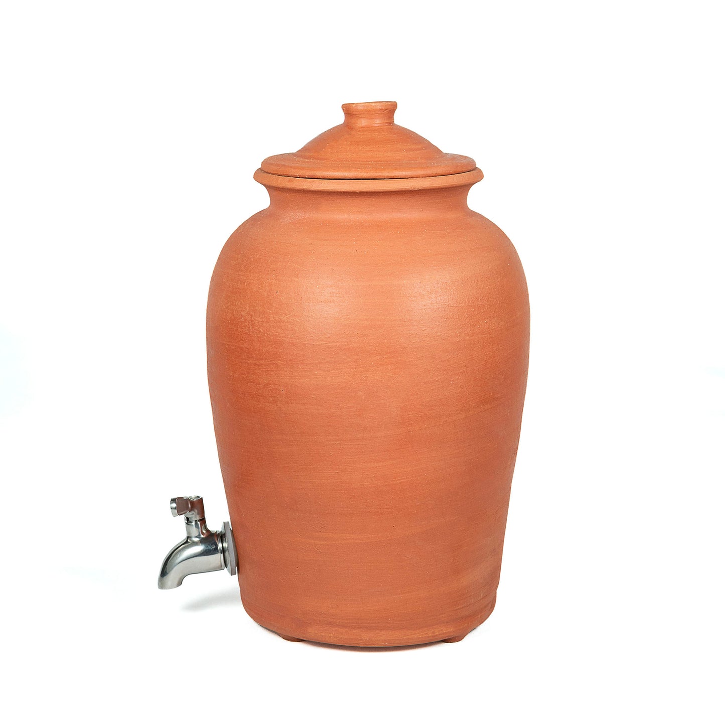 Terrapura natural terracotta water matka with stainless steel tap 5L