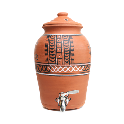 DhaaroVibes – Terracotta Water Dispenser Matka with Tap (5L) | ARK Naturals