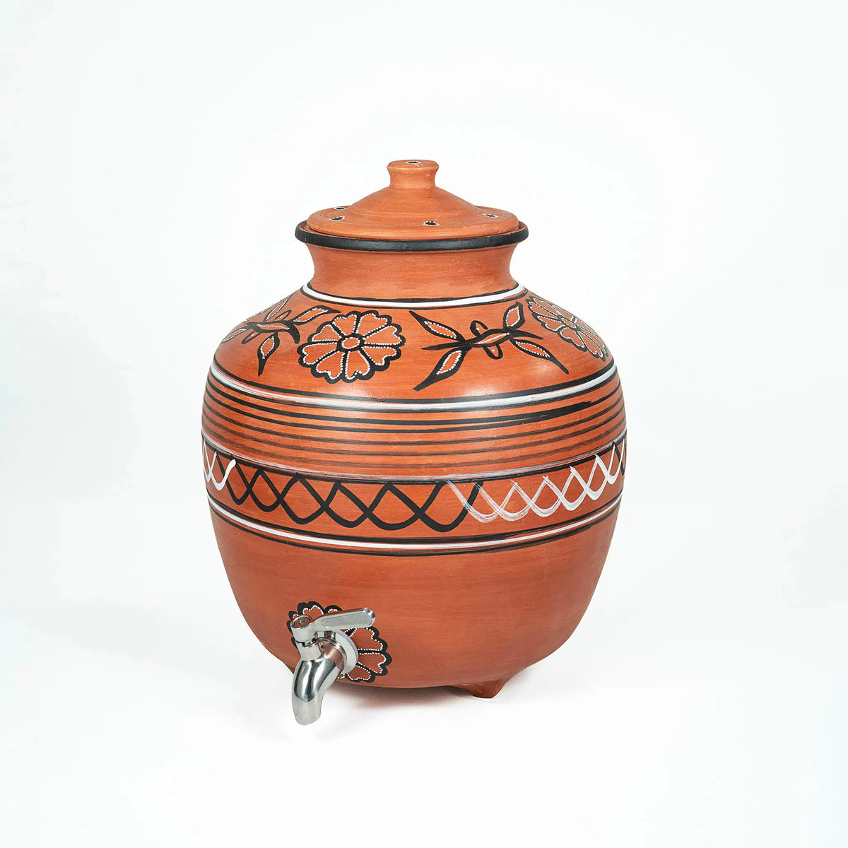 Terracotta water dispenser with stainless steel tap by ARK Naturals