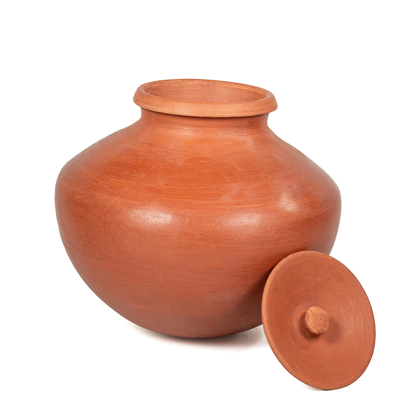Handmade unpainted terracotta matka water pot with matching clay lid