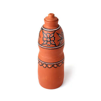 DhaaroVibes: Gulbaano – Hand-Painted Terracotta Water Bottle (1100ml) | ARK Naturals