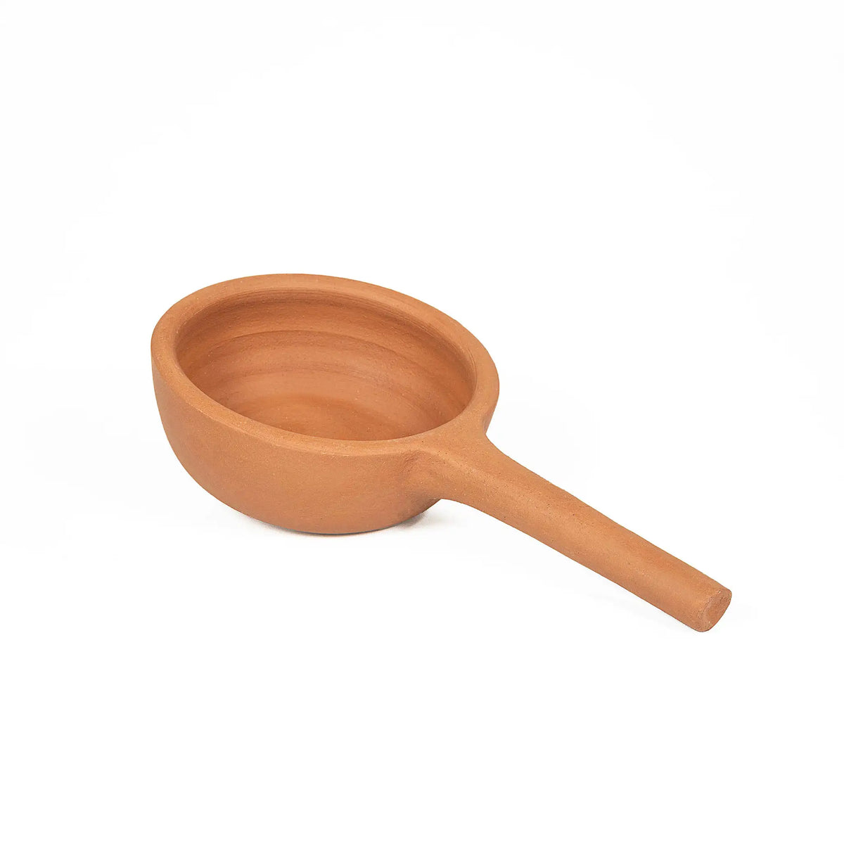 Terra Aseel small handmade terracotta saucepan with long clay handle