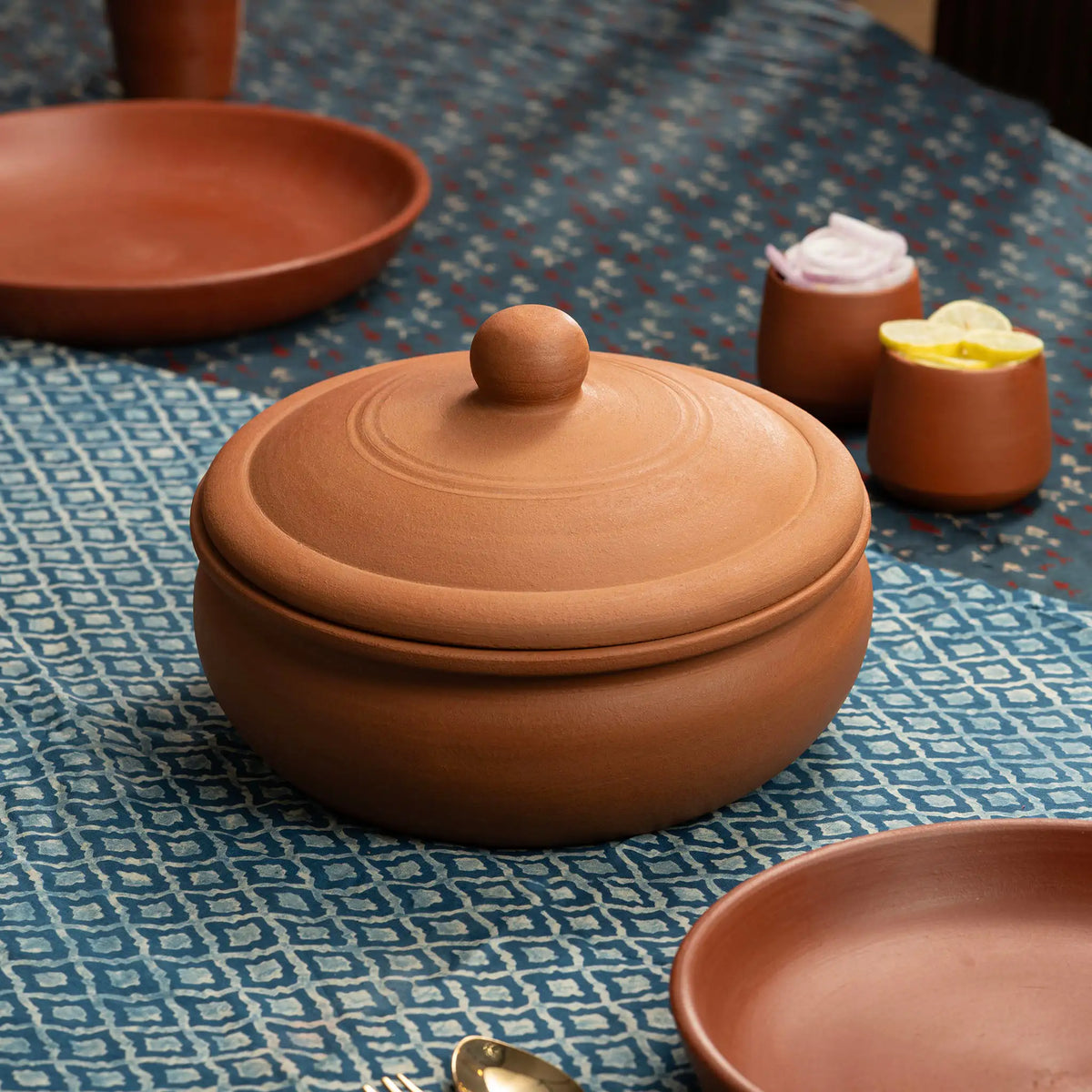Terra Aseel 2500 ml handmade terracotta biryani handi with lid