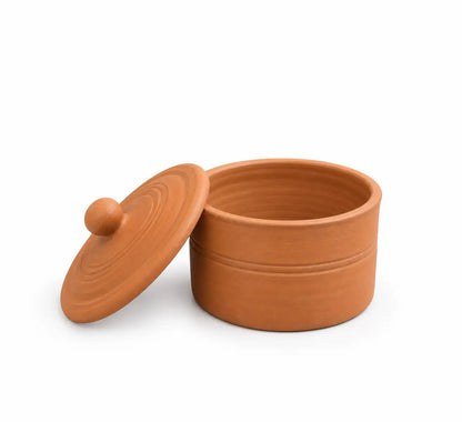Handmade clay curd pot with removable terracotta lid Terra Aseel