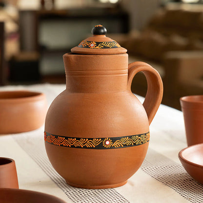 Terra Aseel artisan-painted clay water jug lifestyle setting