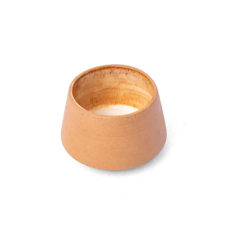 Terracotta espresso cup with light-toned interior finish