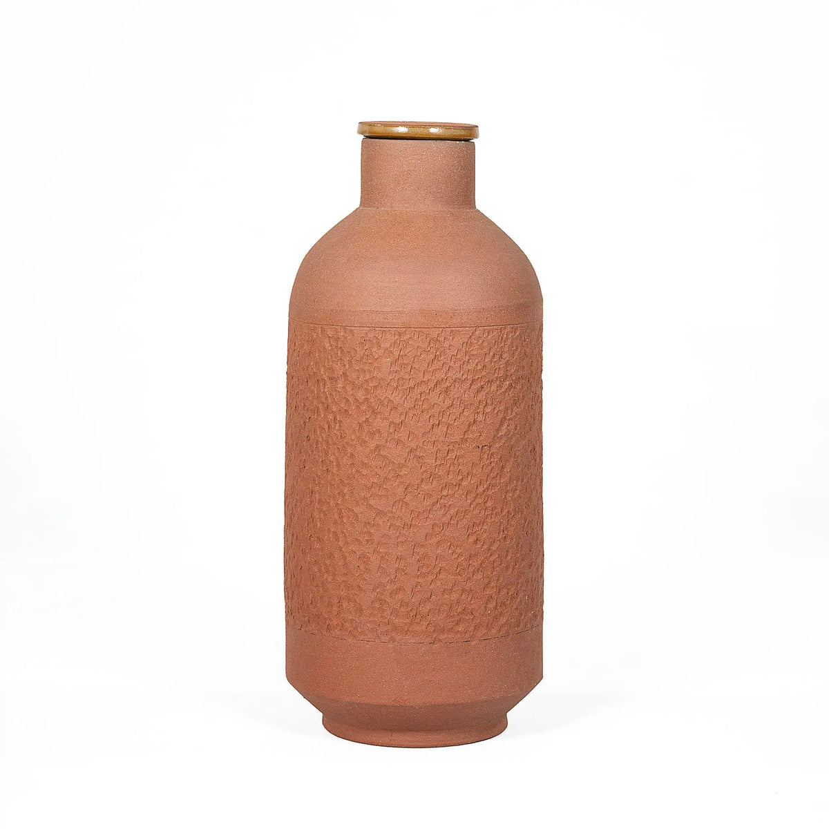 Terra EarthCore textured terracotta water bottle 1000 ml with glazed interior and lid