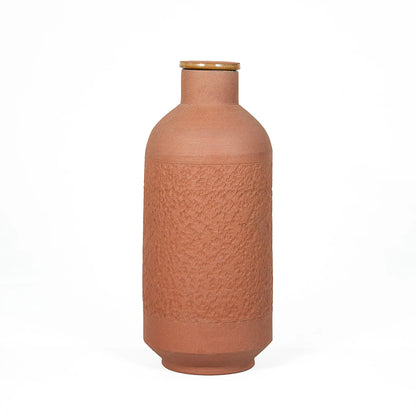 Terra EarthCore textured terracotta water bottle 1000 ml with glazed interior and lid