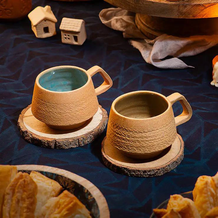Terra EarthCore handmade terracotta espresso cups with handle lifestyle image