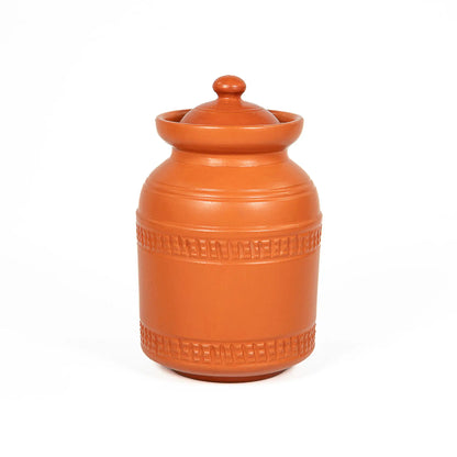 Medium handmade terracotta jar with lid