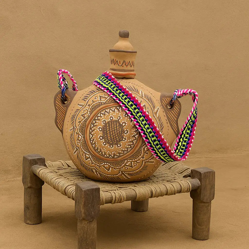 NirvanaNiche Harappan Heritage Terracotta Bottle – 1000 ml