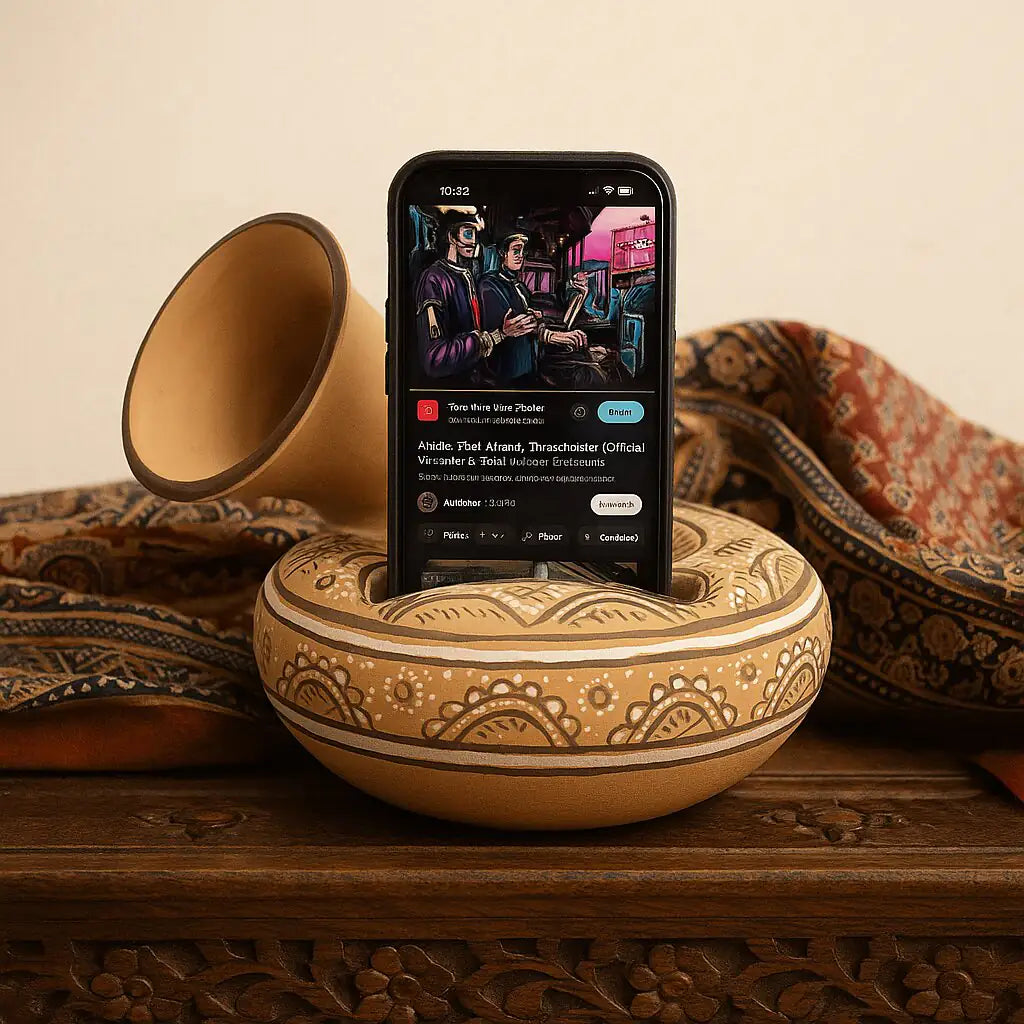 NirvanaNiche Harappan Terracotta Gramophone Phone Amplifier