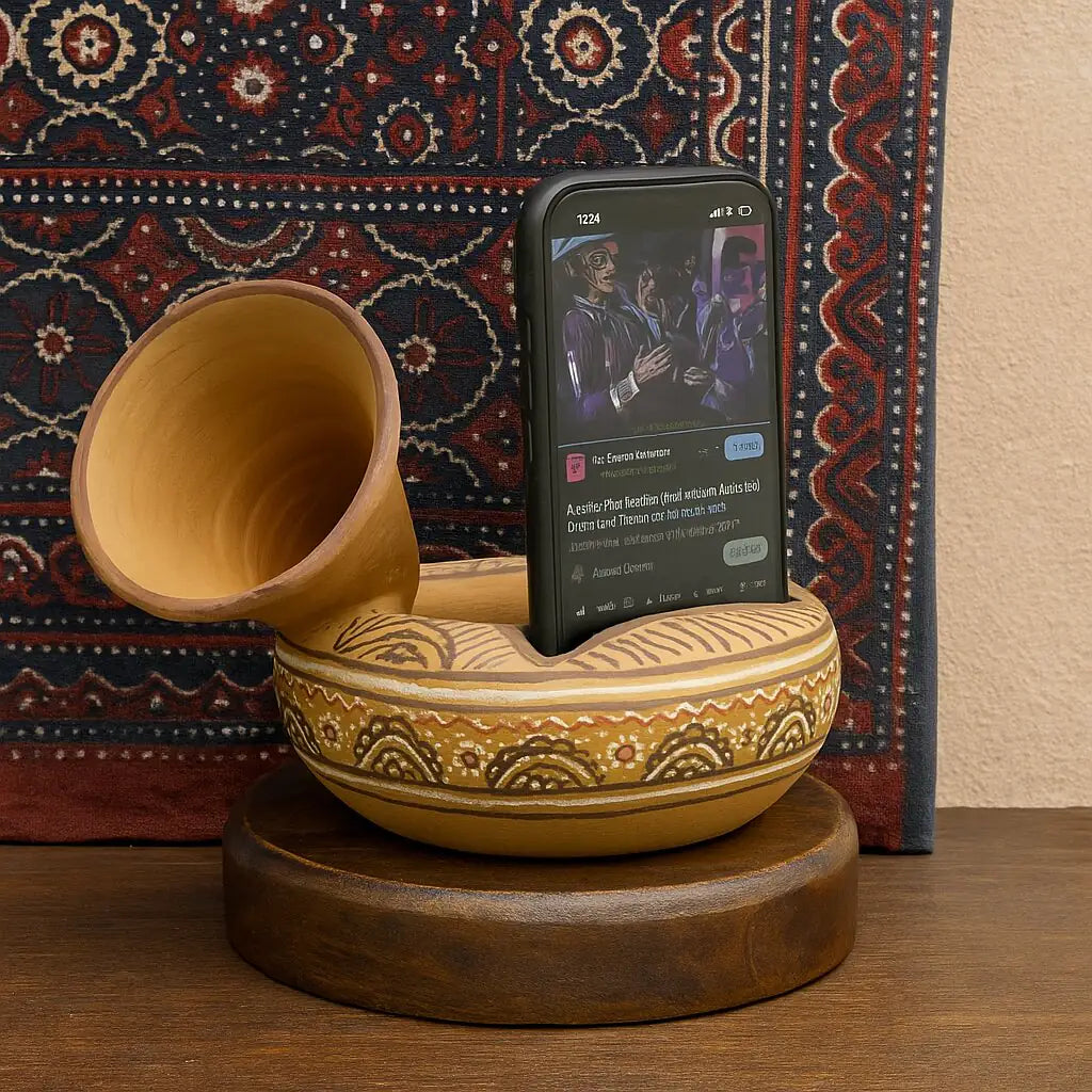 NirvanaNiche Harappan Terracotta Gramophone Phone Amplifier