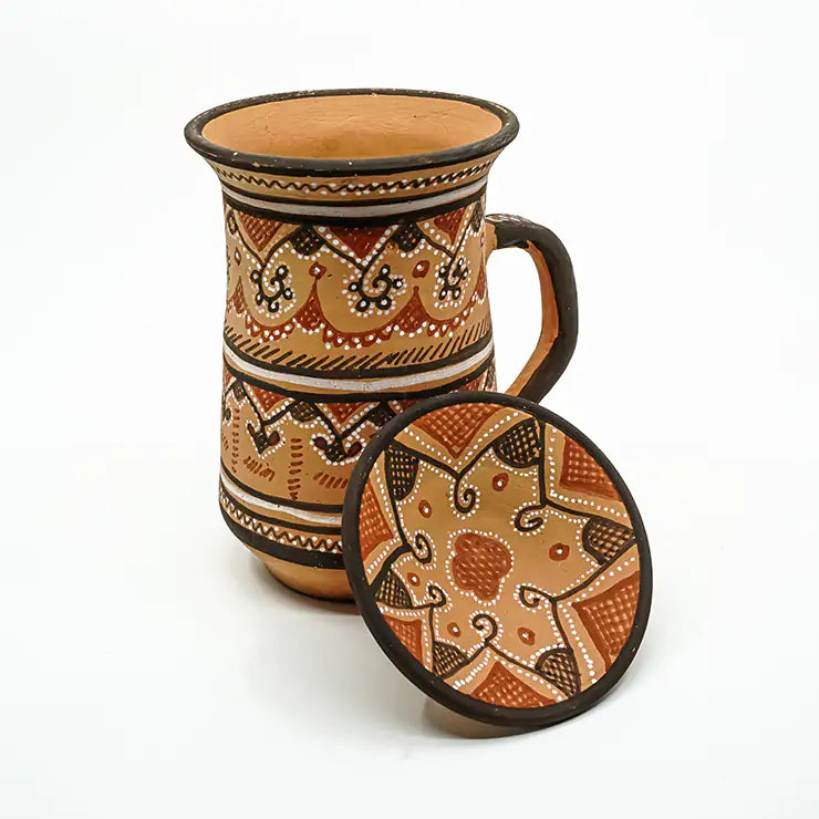 NirvanaNiche Heritage Terracotta Jug with Lid – 1000 ml