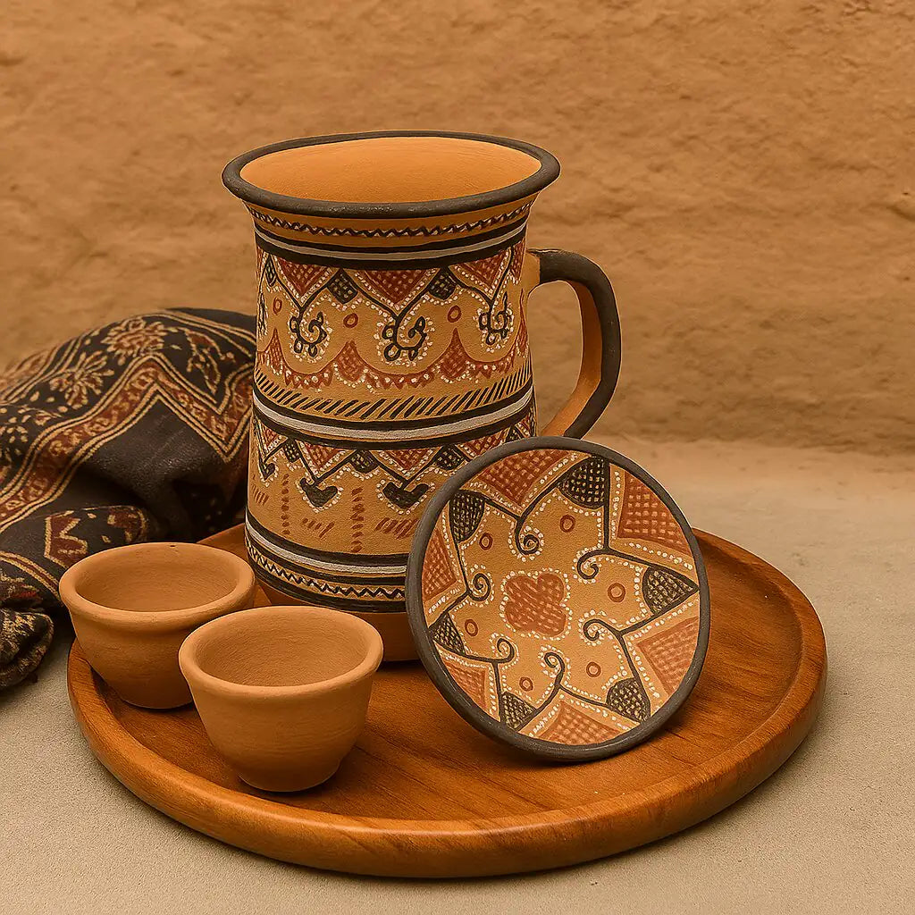 NirvanaNiche Heritage Terracotta Jug with Lid – 1000 ml
