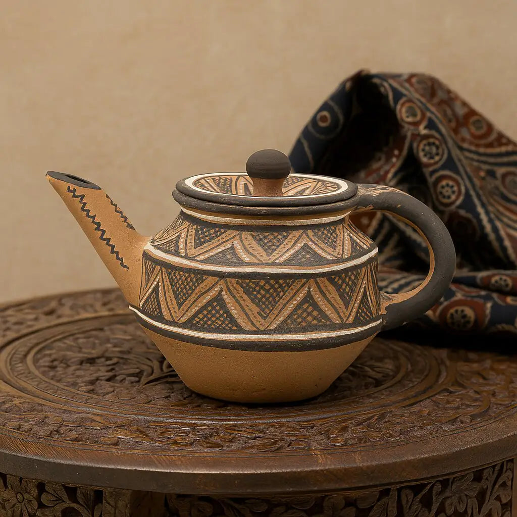 NirvanaNiche Heritage Terracotta Kettle with Lid – 650 ml