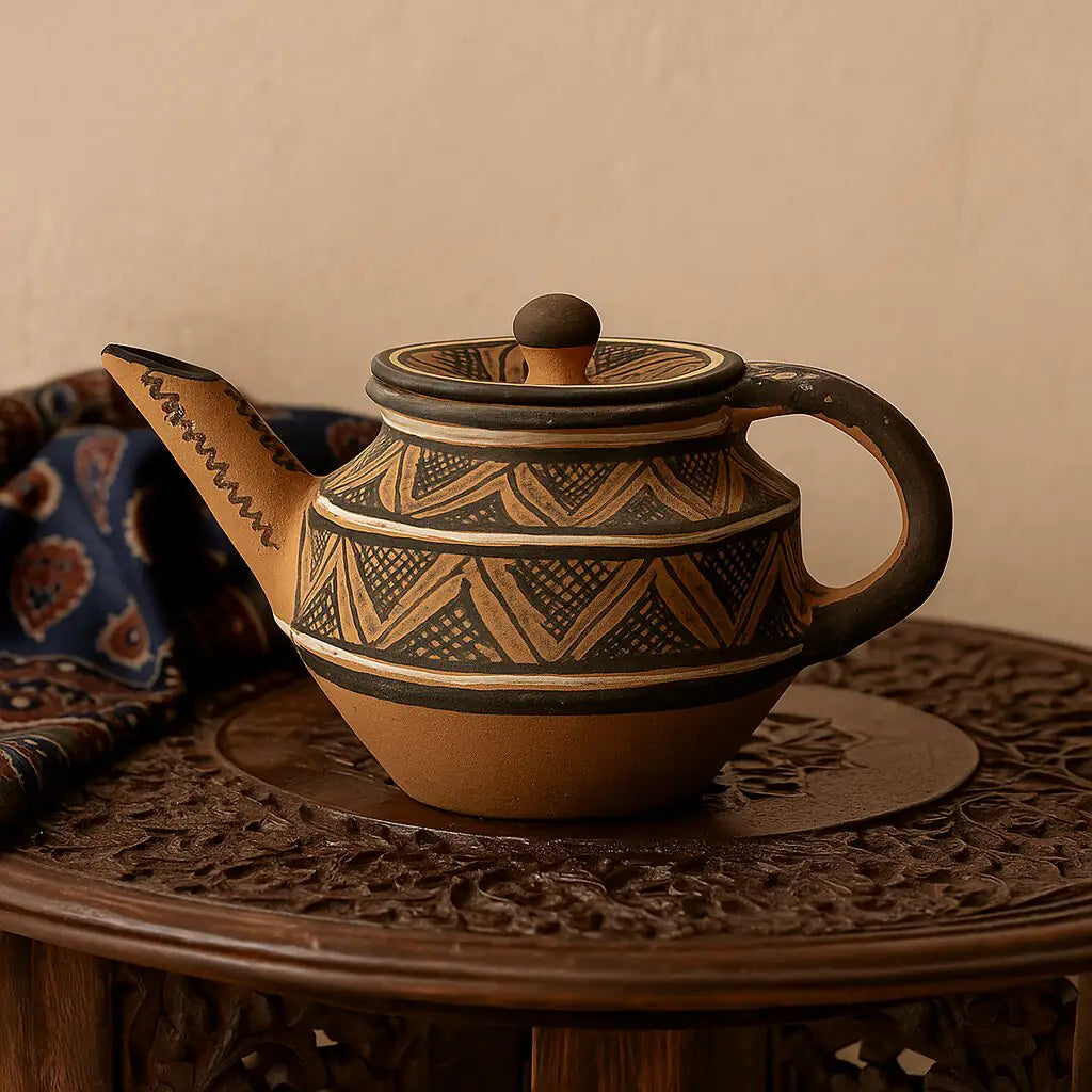 NirvanaNiche Heritage Terracotta Kettle with Lid – 650 ml