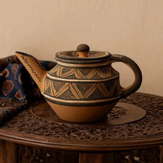 NirvanaNiche Heritage Terracotta Kettle with Lid – 650 ml