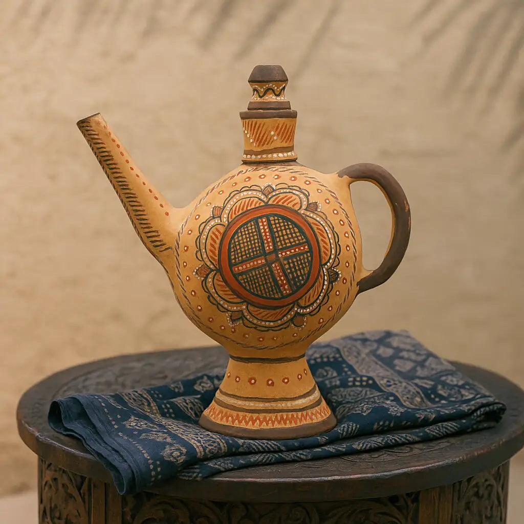 NirvanaNiche Heritage Terracotta Spouted Bottle with Stopper – 750 ml