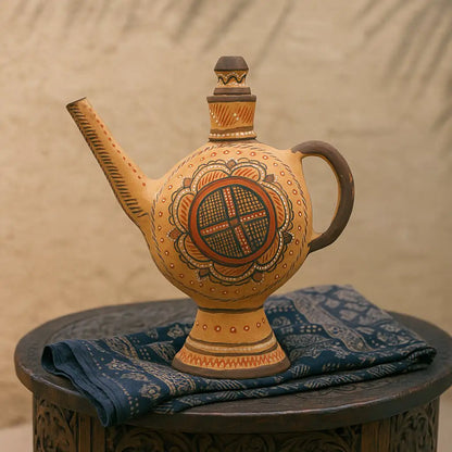 NirvanaNiche Heritage Terracotta Spouted Bottle with Stopper – 750 ml