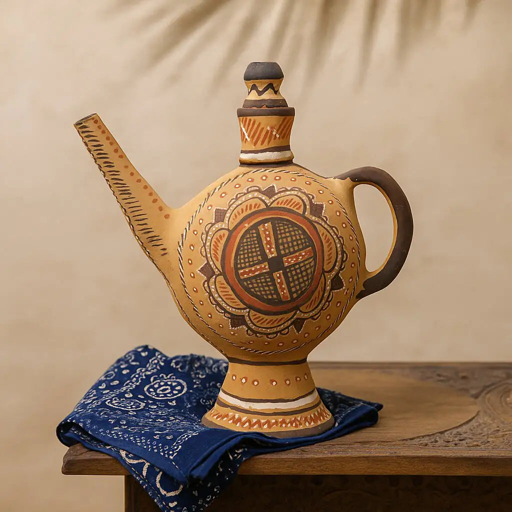 NirvanaNiche Heritage Terracotta Spouted Bottle with Stopper – 750 ml