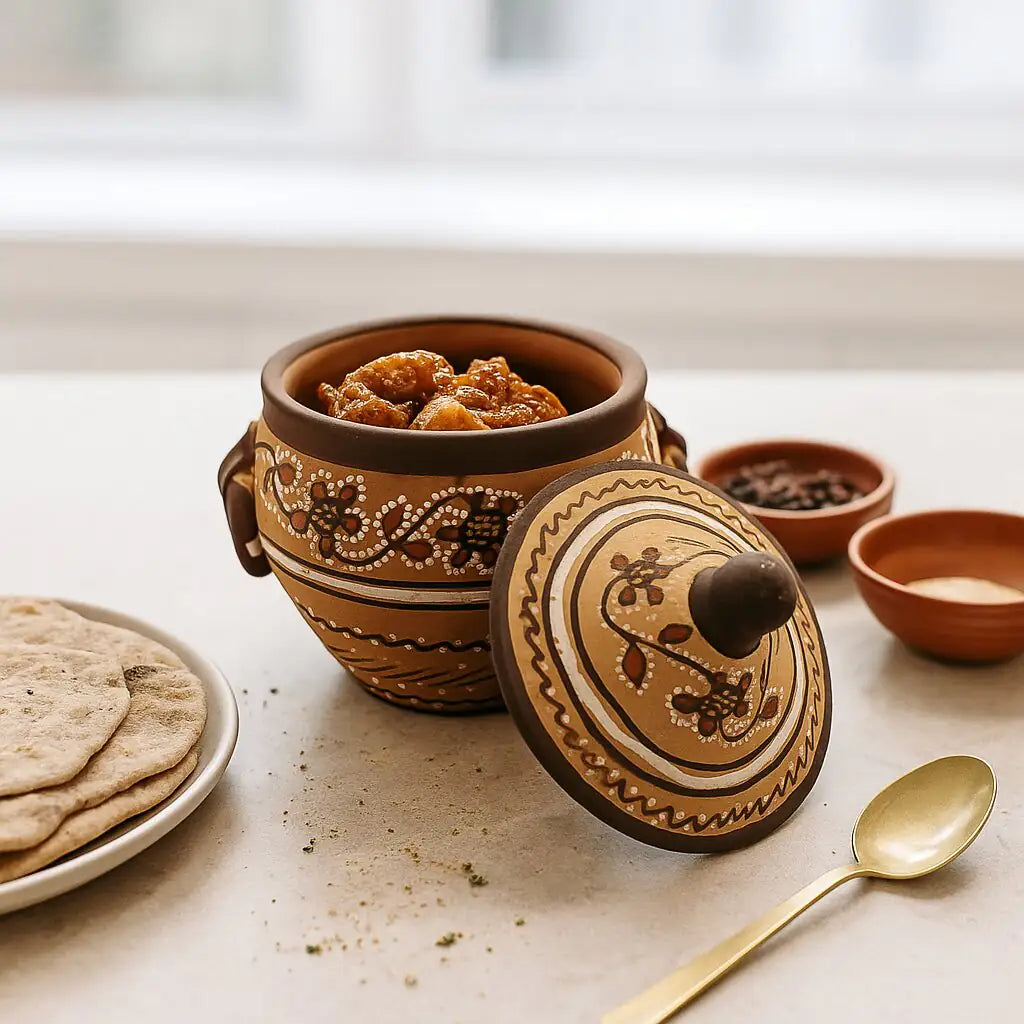 NirvanaNiche Heritage Terracotta Condiment Jar with Lid – Small