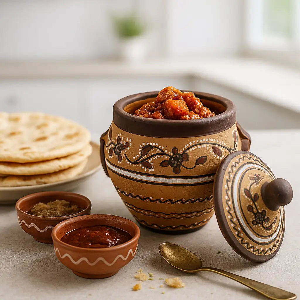 NirvanaNiche Heritage Terracotta Condiment Jar with Lid – Small