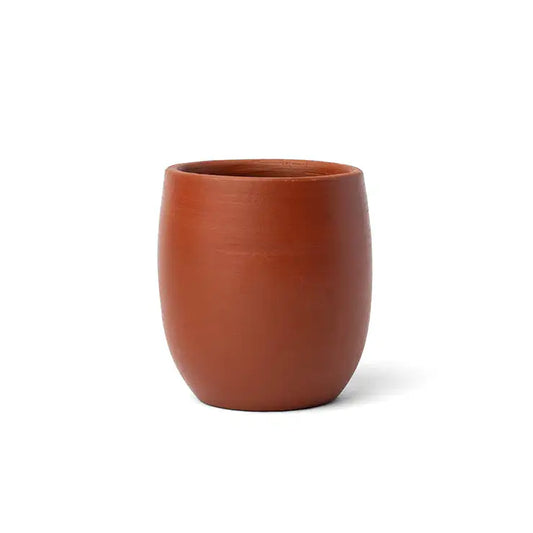 ClayRootz terracotta Belly Glass approx 200–250 ml front view