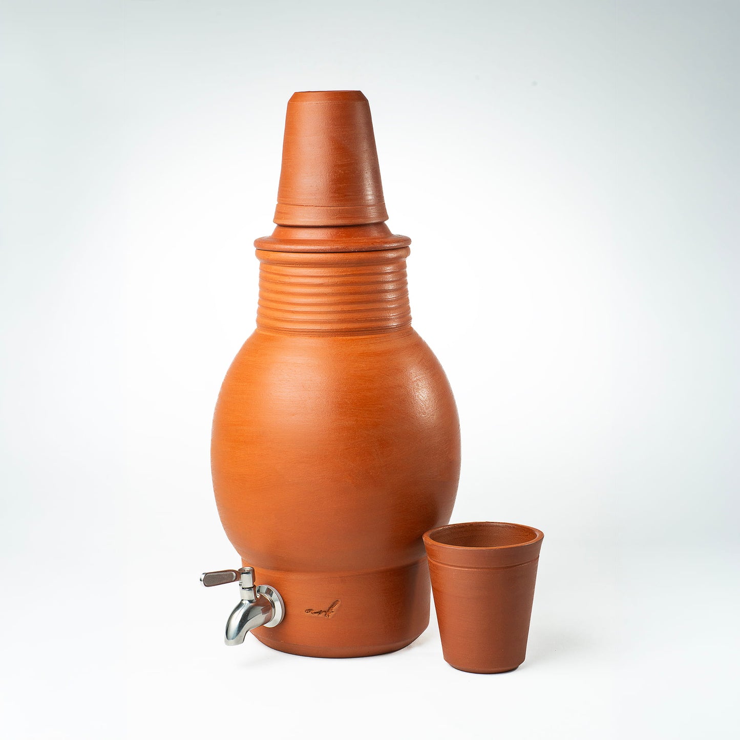 كلاي روتز - موزع مياه فخاري على شكل بطن مع صنبور (5 لتر) | آرك ناتشورالز