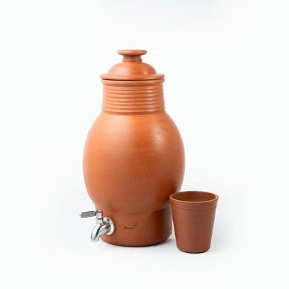 ClayRootz – Terracotta Belly Water Dispenser Matka with Tap (5L) | ARK Naturals