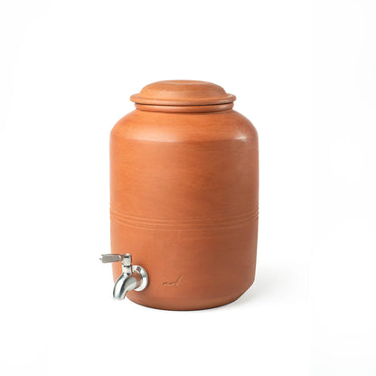 ClayRootz – Terracotta Cylindrical Water Dispenser with Tap (5L) | ARK Naturals