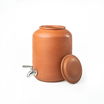 ClayRootz – Terracotta Cylindrical Water Dispenser with Tap (5L) | ARK Naturals