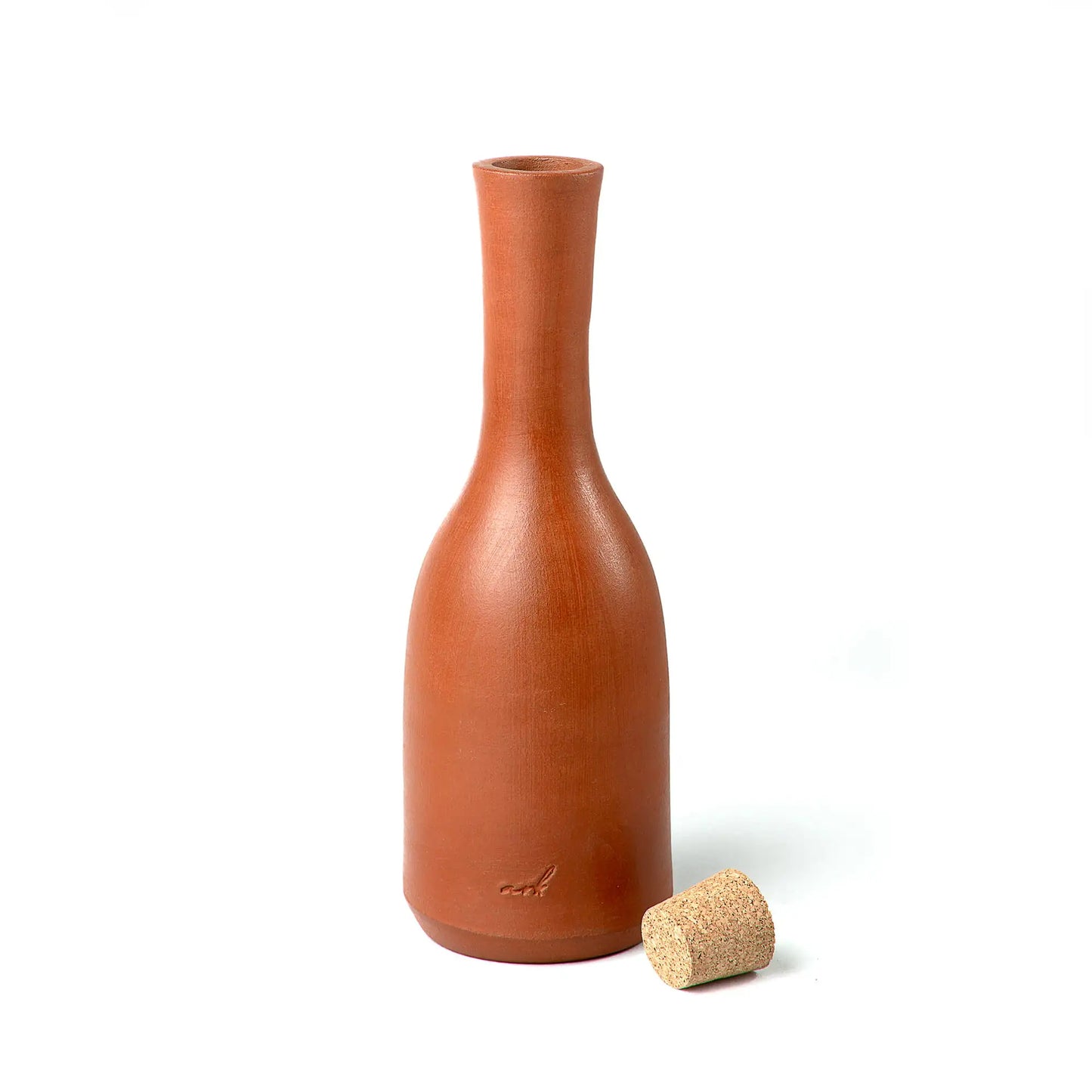 ClayRootz: Handmade Terracotta Bottle with Cork Stopper