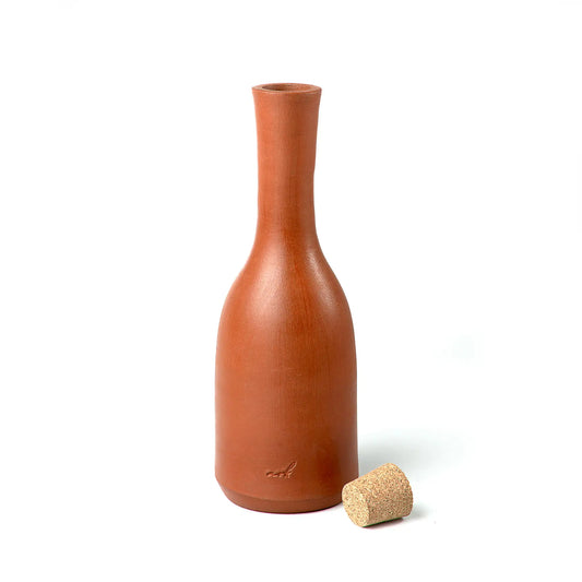 ClayRootz: Handmade Terracotta Bottle with Cork Stopper