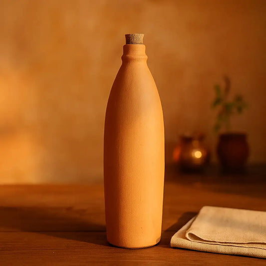 Terrapura – Minimal Terracotta Water Bottle with Cork (900ml / 1100ml) | ARK Naturals